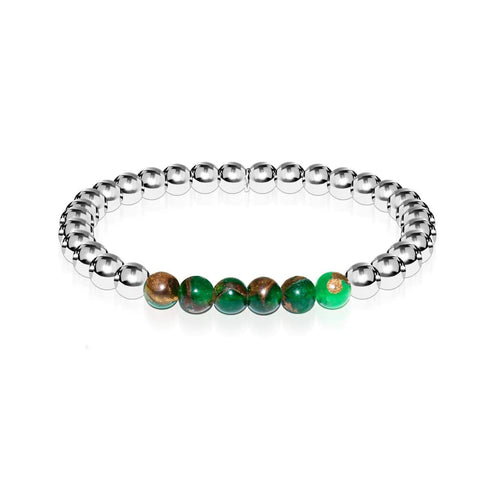 Rêveur | Argent | Nouvelle Agate verte | Bracelet d'expression de pierres précieuses